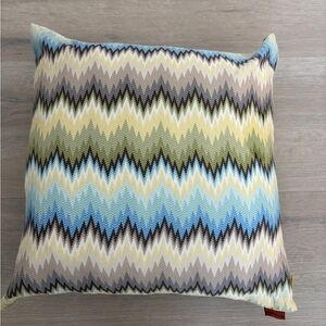 Missoni Home Zigzag Pillow in Yellow and Green 16” x 16”